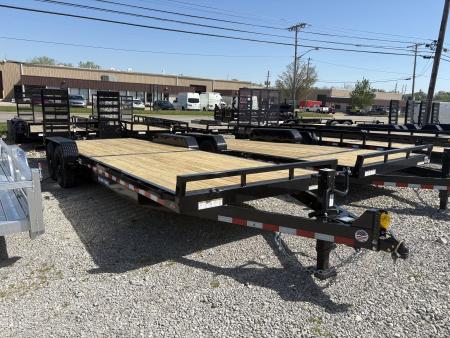 New 2026 Sure-Trac 7 x 24 (22+2) Equipment Trailer 14K W/24  WIDE MESH RAMPS Equipment Trailer