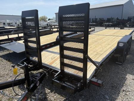 New 2026 Sure-Trac 7 x 24 (22+2) Equipment Trailer 14K W/24" WIDE MESH RAMPS Equipment Trailer