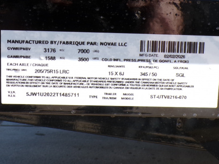 New 2026 Sure-Trac UTV8216-7K Utility Trailer