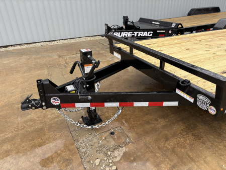 New 2026 Sure-Trac 7 x 20 (18+2) Equipment Trailer 14K W/24" WIDE MESH COVERED RAMPS Equipment Trailer