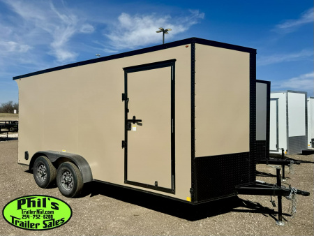 New 7X16 UPGRADED .080 EXTERIOR & REAR WING Cargo / Enclosed Trailer