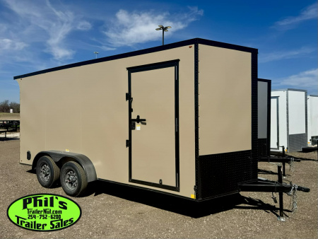 New 7X16 UPGRADED .080 EXTERIOR & REAR WING Cargo / Enclosed Trailer