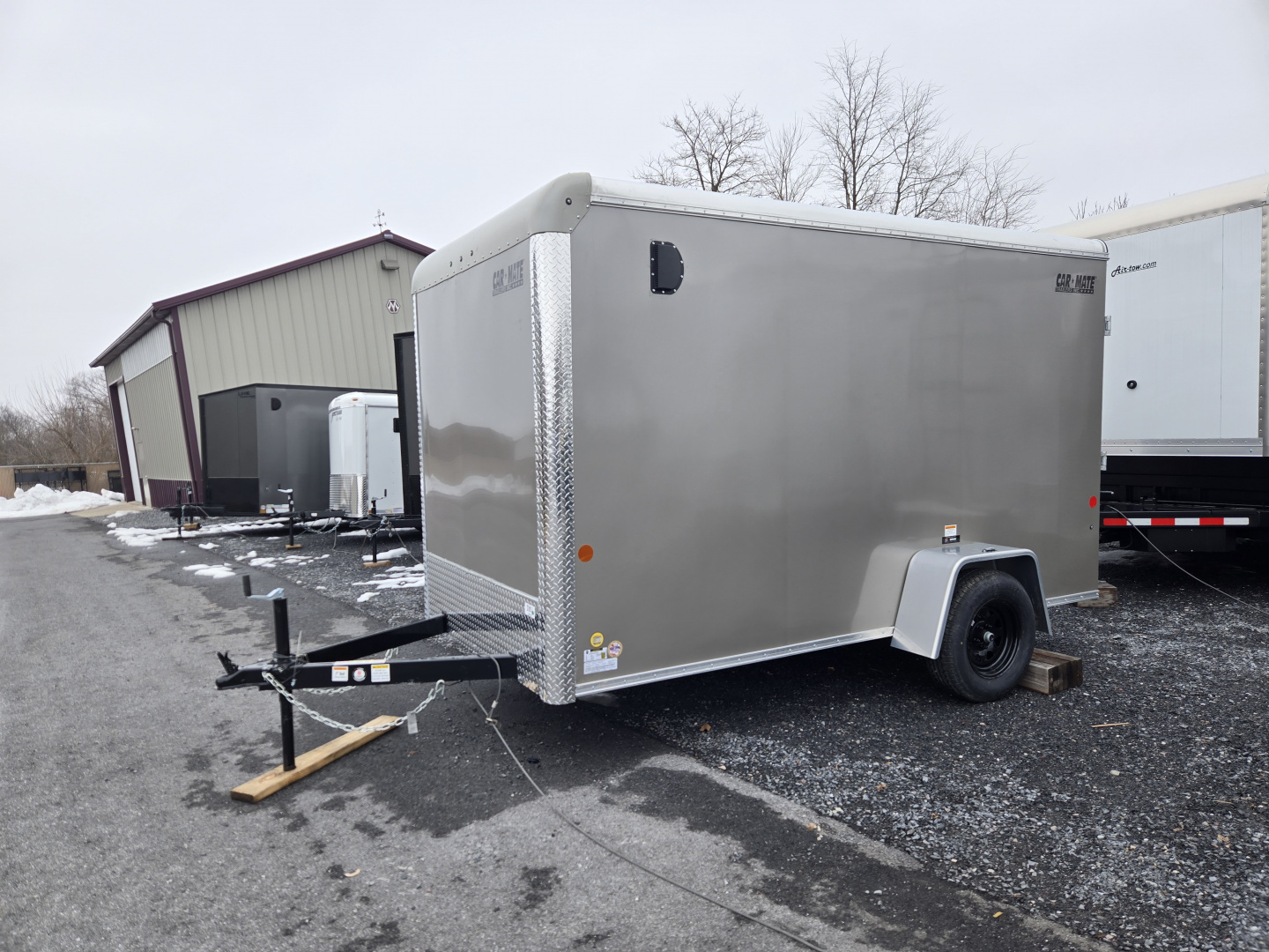 New 6 x 12 Car Mate Custom Cargo Trailer 3k GVWR **Pewter w/6" Extra Height & Ramp Door