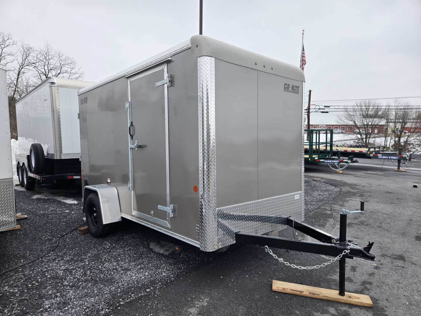 New 6 x 12 Car Mate Custom Cargo Trailer 3k GVWR **Pewter w/6" Extra Height & Ramp Door