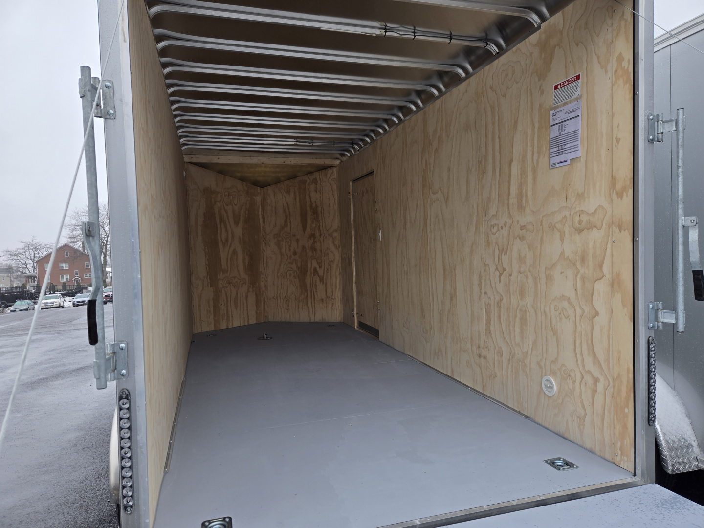 New 7 x 16 Car Mate AVALANCHE V-Nose Cargo Trailer, 7k GVWR ***White w/18" Extra Height, Ramp Door, Alum Wheels