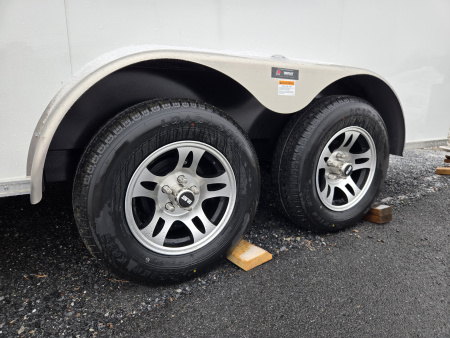 New 7 x 16 Car Mate AVALANCHE V-Nose Cargo Trailer, 7k GVWR ***White w/18" Extra Height, Ramp Door, Alum Wheels