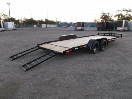 New 2026 Longhorn Trailers 83x20 7K Car Hauler / Racing Trailer / 2ft Dovetail / 5ft Stow Away Ramps / Brakes / LED Lights