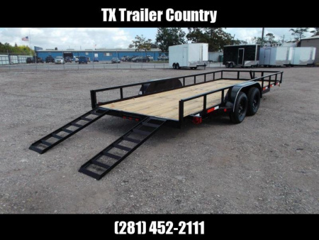 New 2026 Longhorn Trailers 83x18 Utility Trailer / 5ft Slide Out Ramps / Electric Brakes / LED's