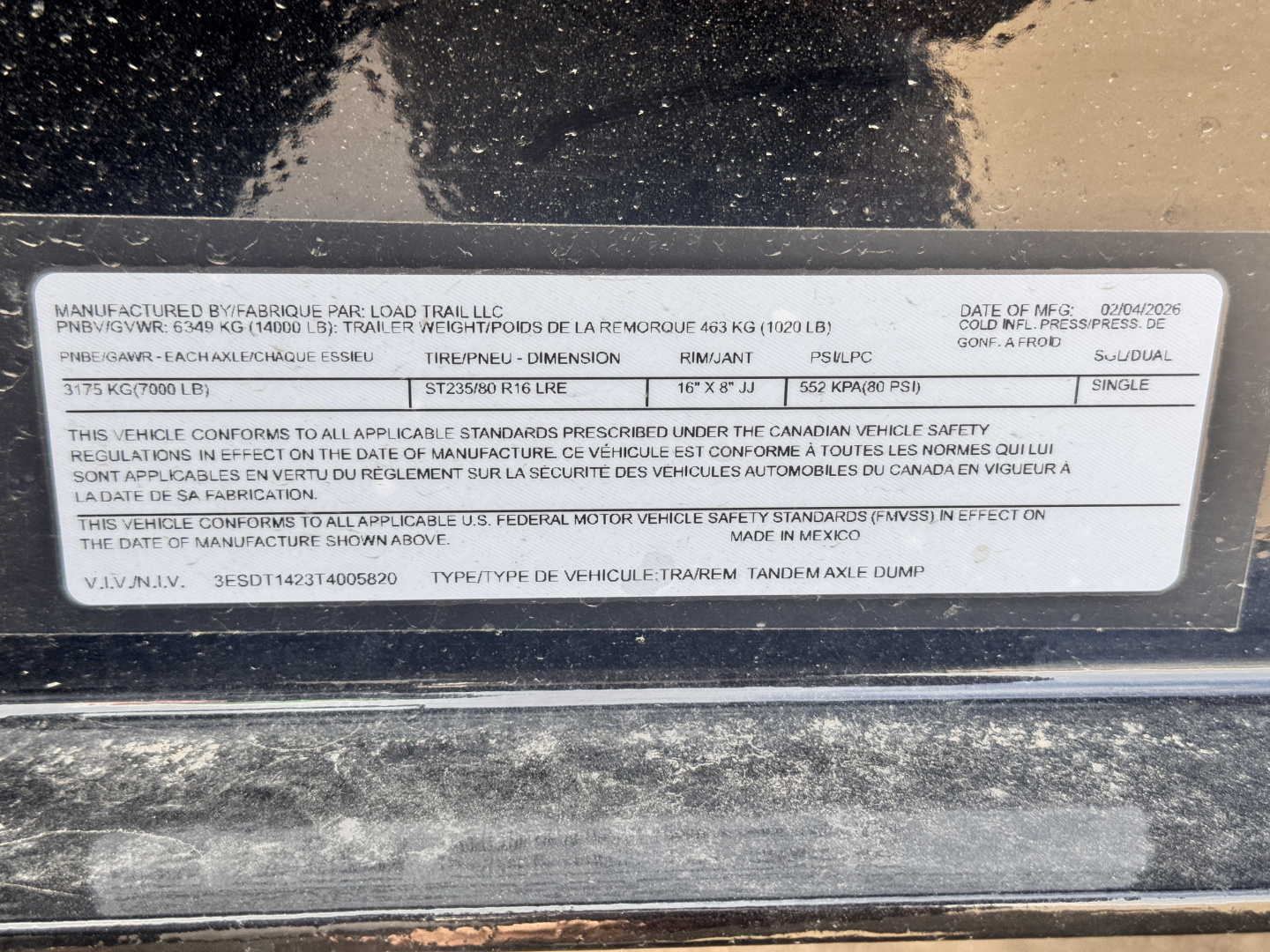 New 2026 Load Trail 7-14 Dump 7K Axles