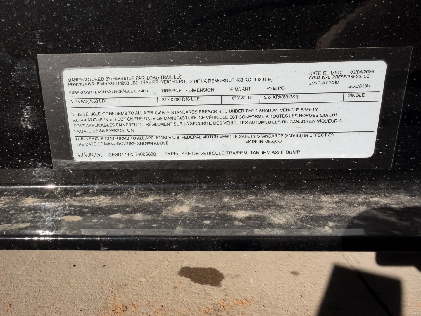 New 2026 Load Trail 7-14 Dump 7K Axles