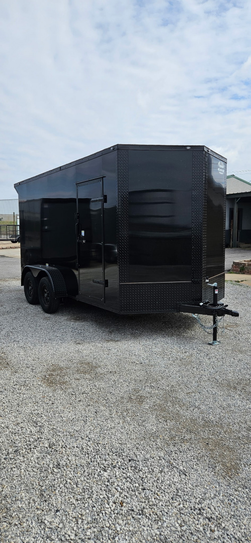 New 2026 Family Trailer 7x14 Tandem Axle Cargo / Enclosed Trailer - Screwless Exterior- Blackout Pkg- Rear Spoiler
