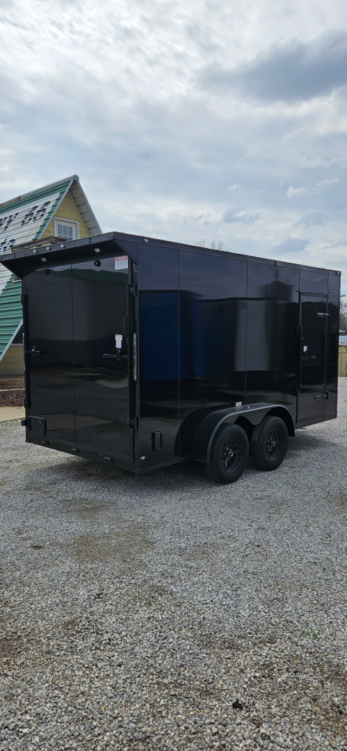 New 2026 Family Trailer 7x14 Tandem Axle Cargo / Enclosed Trailer - Screwless Exterior- Blackout Pkg- Rear Spoiler