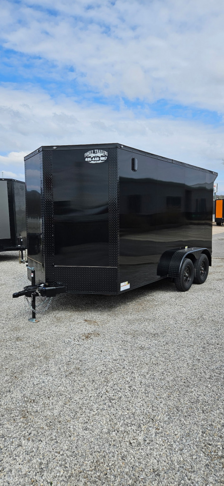 New 2026 Family Trailer 7x14 Tandem Axle Cargo / Enclosed Trailer - Screwless Exterior- Blackout Pkg- Rear Spoiler
