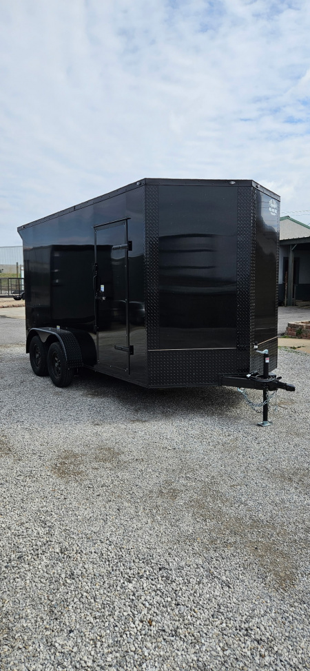New 2026 Family Trailer 7x14 Tandem Axle Cargo / Enclosed Trailer - Screwless Exterior- Blackout Pkg- Rear Spoiler