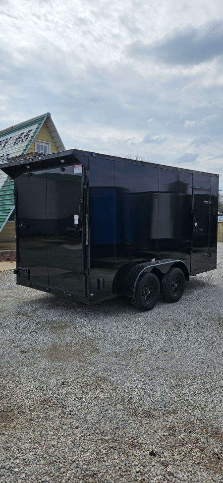 New 2026 Family Trailer 7x14 Tandem Axle Cargo / Enclosed Trailer - Screwless Exterior- Blackout Pkg- Rear Spoiler