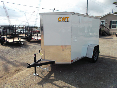 New 2026 Covered Wagon Trailers 5x8 Cargo Trailer / Enclosed Trailer / Ramp / LED's / .030 White Semi-Screwless Exterior / Bed Lined Tongue and Frame