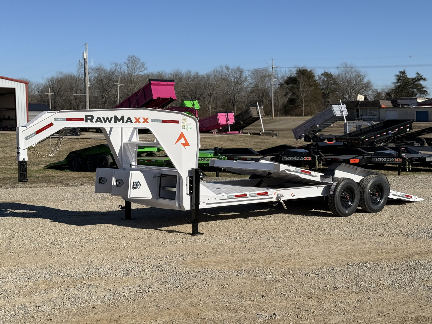 New 2026 RawMaxx G7X 83X22 Flatbed Trailer / 8" I-BEAM FRAME / CHAIN RACK / 14 PLY TIRES / TORSION SUSPENSION / 16K GVWR