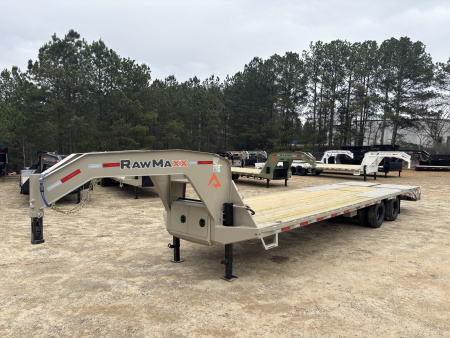 New 2026 RawMaxx FDX 102X30 Flatbed Trailer / 12" OC / MAXX RAMPS / BRIDGE FRAME / TORQUE TUBE / CHAIN RACK / 14 PLY TIRES / ELEC - HYD BRAKES / 25.99K GVWR