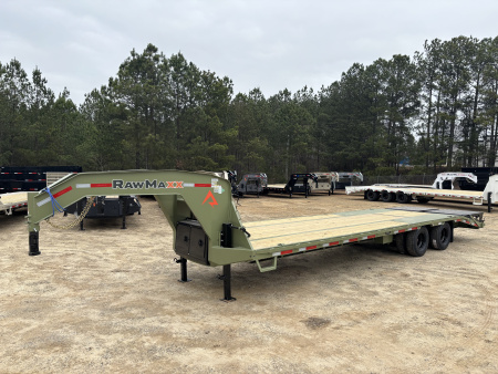 New 2026 RawMaxx FDX 102X30 Flatbed Trailer / 12" OC / MAXX RAMPS / BRIDGE FRAME / TORQUE TUBE / CHAIN RACK / 14 PLY TIRES / ELEC - HYD BRAKES / 25.99K GVWR