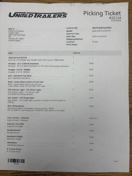 New 2026 United Trailers UXT8.5X18TA70 Cargo / Enclosed Trailer