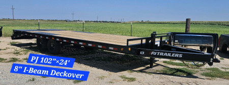 New 2026 PJ Trailers 8  I-Beam Deckover (F8) 102  x 24' Flatbed Trailer