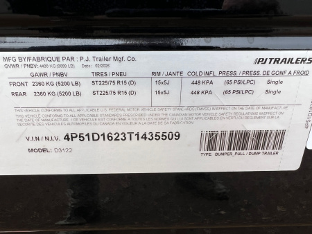 New 2026 PJ Trailers 12 D3 Dump Dump Trailer