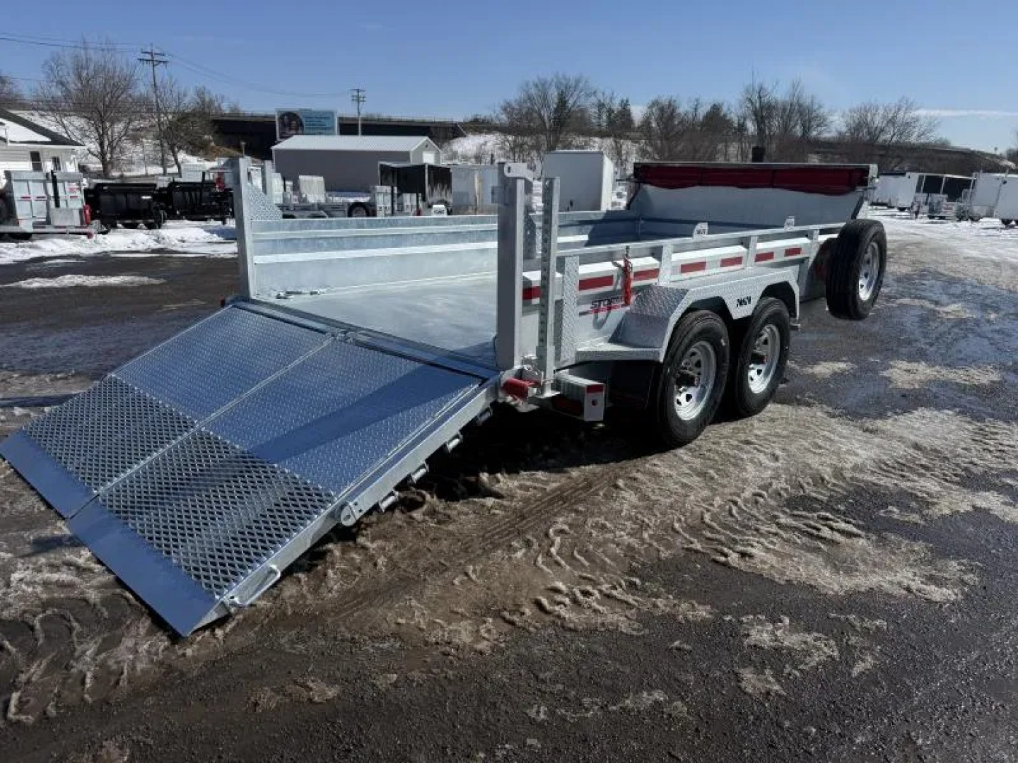New 2026 N&N Galvanized 7X14 Dump Trailer w/Combo Gate 15K