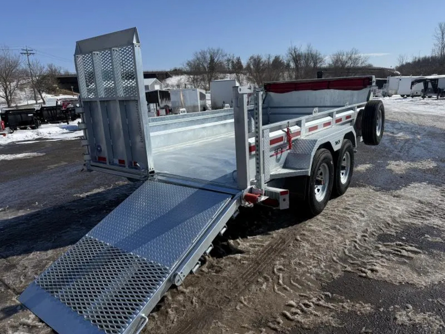 New 2026 N&N Galvanized 7X14 Dump Trailer w/Combo Gate 15K