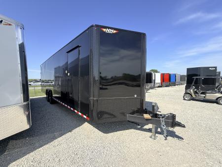 New 2026 H&H Blackout 8.5'x28' 14k Flat Top V-Nose Enclosed Car Hauler Cargo Trailer