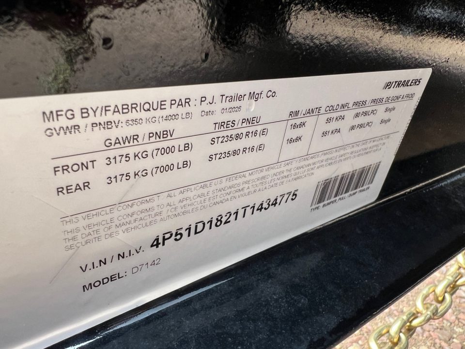 New 2026 PJ TRAILERS 14' D7 Dump Trailer