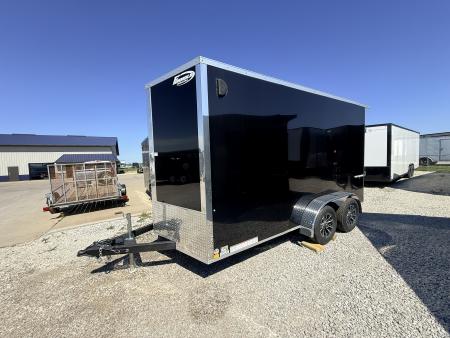 New 2026 Formula Traverse Black 7'x14' 7k Flat Top V-Nose Enclosed Cargo Trailer