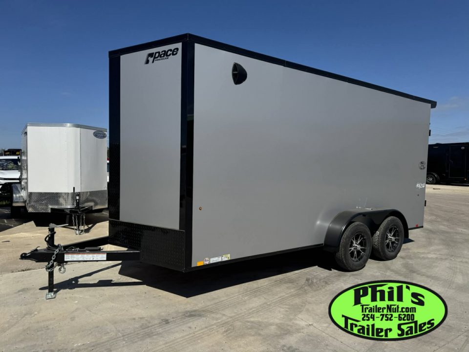 New Pace American 7X16 Cargo / Enclosed Trailer .080 SCREWLESS EXTERIOR GREAT FOR GRAPHICS! REAR WING!! LIMITED TIME SPECIAL ALUMINUM WHEEL UPGRADE!