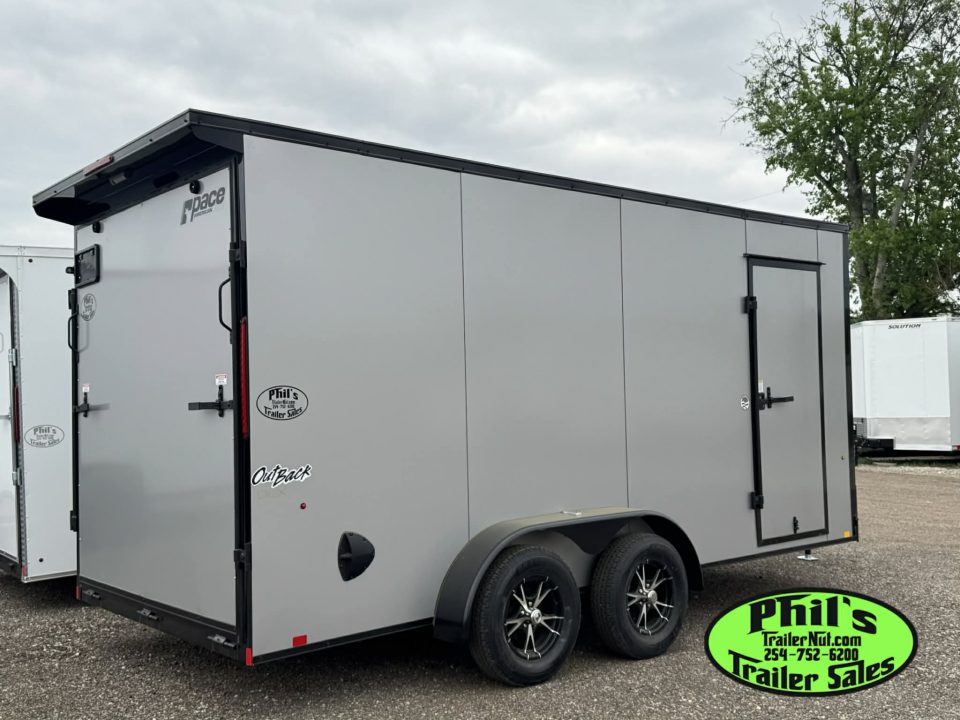 New Pace American 7X16 Cargo / Enclosed Trailer .080 SCREWLESS EXTERIOR GREAT FOR GRAPHICS! REAR WING!! LIMITED TIME SPECIAL ALUMINUM WHEEL UPGRADE!