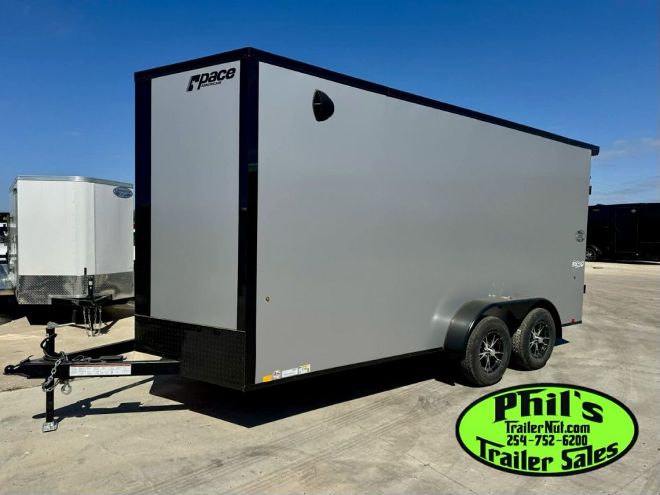 New Pace American 7X16 Cargo / Enclosed Trailer .080 SCREWLESS EXTERIOR GREAT FOR GRAPHICS! REAR WING!! LIMITED TIME SPECIAL ALUMINUM WHEEL UPGRADE!