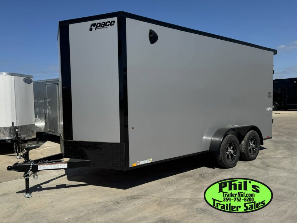 New Pace American 7X16 Cargo / Enclosed Trailer .080 SCREWLESS EXTERIOR GREAT FOR GRAPHICS! REAR WING!! LIMITED TIME SPECIAL ALUMINUM WHEEL UPGRADE!