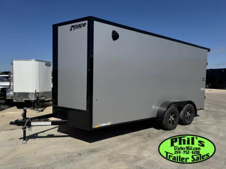 New Pace American 7X16 Cargo / Enclosed Trailer .080 SCREWLESS EXTERIOR GREAT FOR GRAPHICS! REAR WING!! LIMITED TIME SPECIAL ALUMINUM WHEEL UPGRADE!