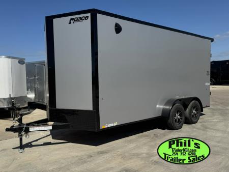 New Pace American 7X16 Cargo / Enclosed Trailer .080 SCREWLESS EXTERIOR GREAT FOR GRAPHICS! REAR WING!! LIMITED TIME SPECIAL ALUMINUM WHEEL UPGRADE!