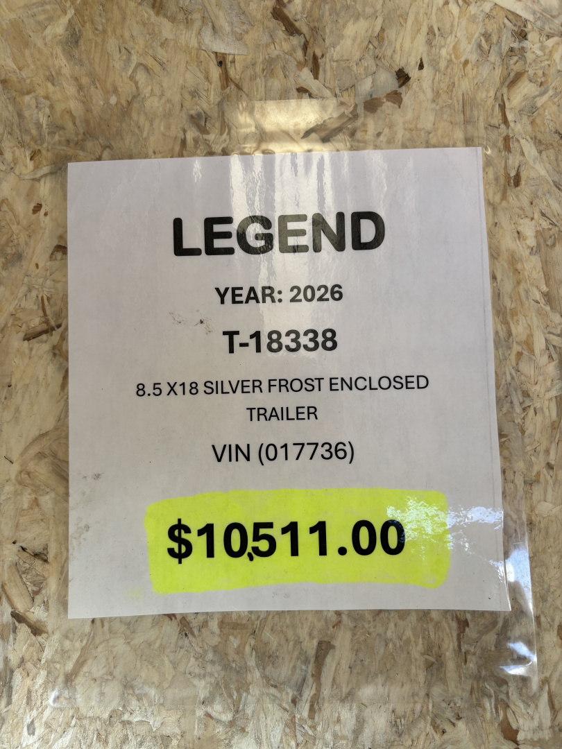 New 2026 Legend Trailers 8.5 X 16 10K V-NOSE CARGO ENCLOSED TRAILER (SILVER)