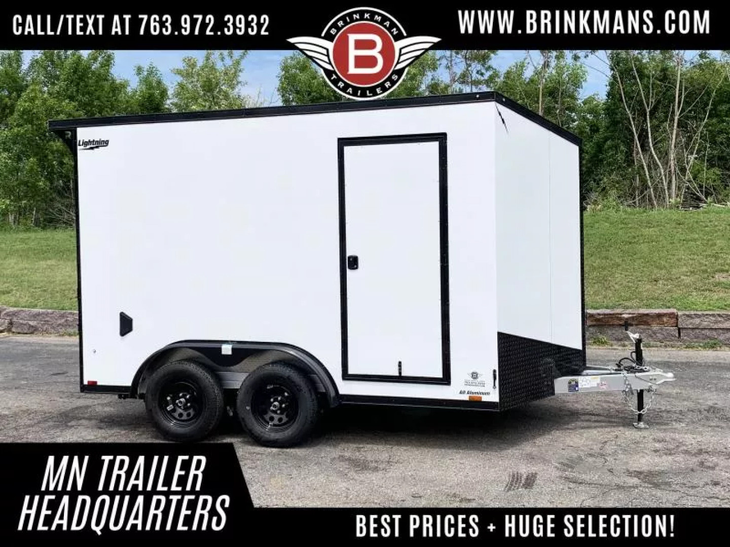 New Lightning 7.5x12 Enclosed Trailer - Rear Ramp- Blackout Package!
