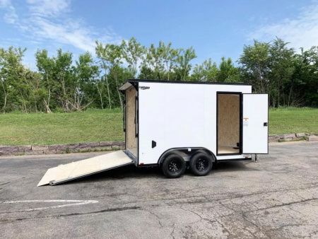 New Lightning 7.5x12 Enclosed Trailer - Rear Ramp- Blackout Package!