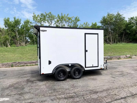 New Lightning 7.5x12 Enclosed Trailer - Rear Ramp- Blackout Package!