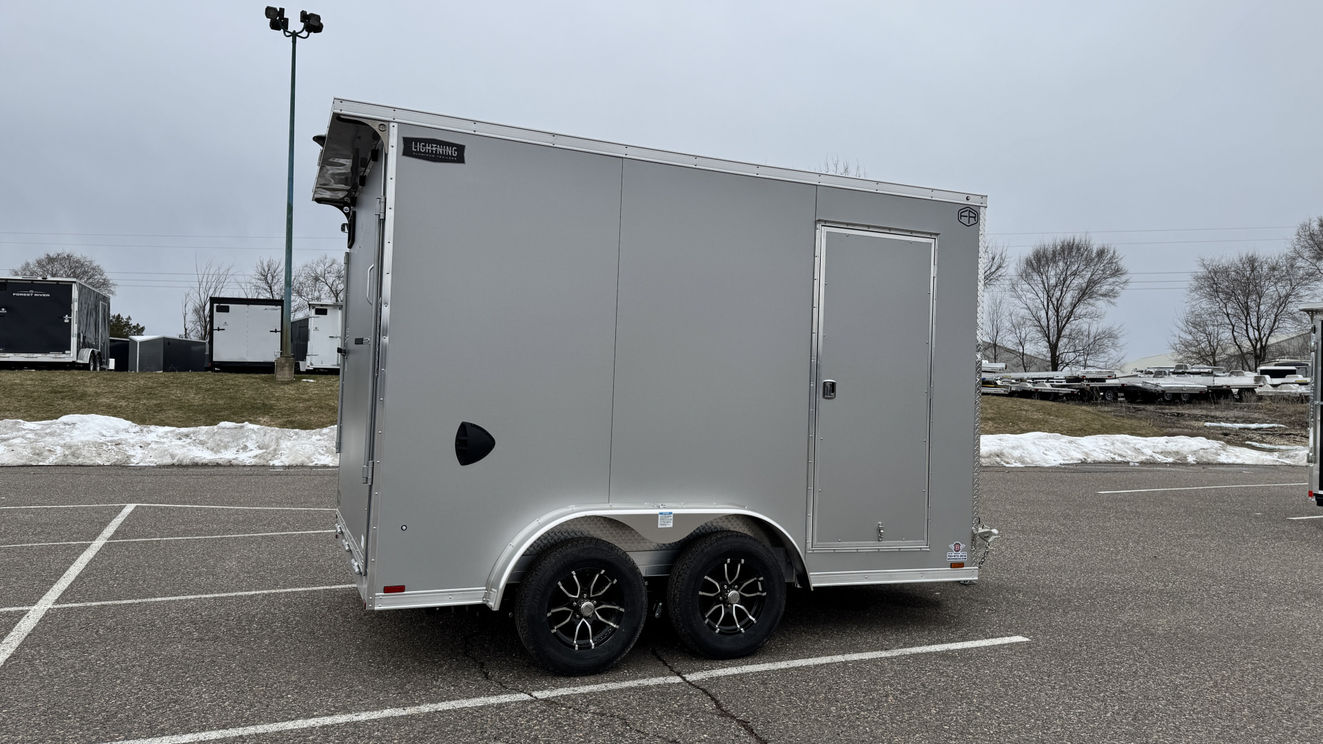 New Lightning 7.5x12 Aluminum Tandem Axle Enclosed Trailer - Rear Ramp!