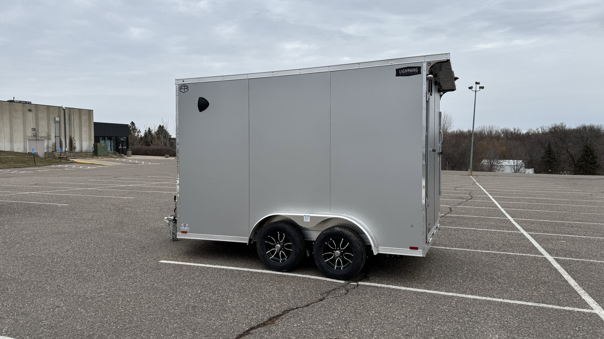 New Lightning 7.5x12 Aluminum Tandem Axle Enclosed Trailer - Rear Ramp!