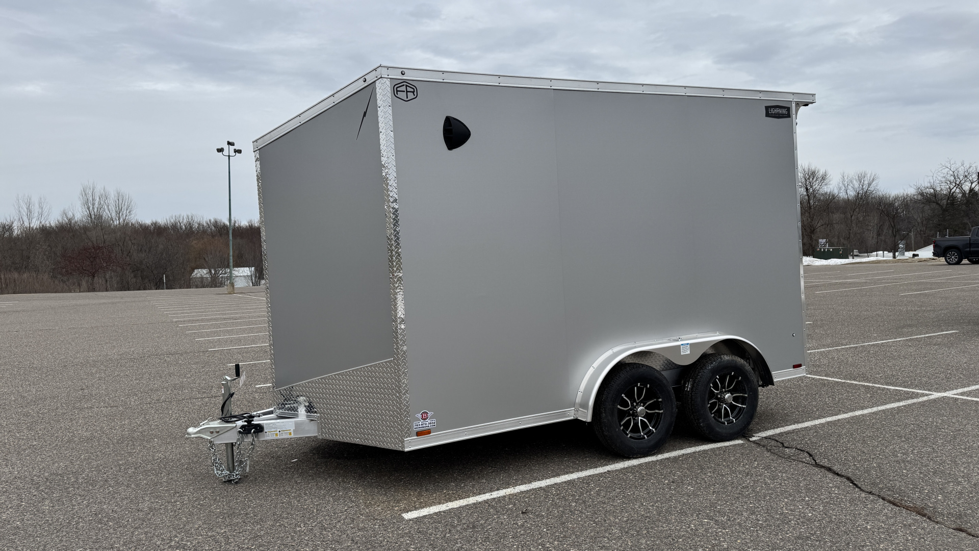 New Lightning 7.5x12 Aluminum Tandem Axle Enclosed Trailer - Rear Ramp!