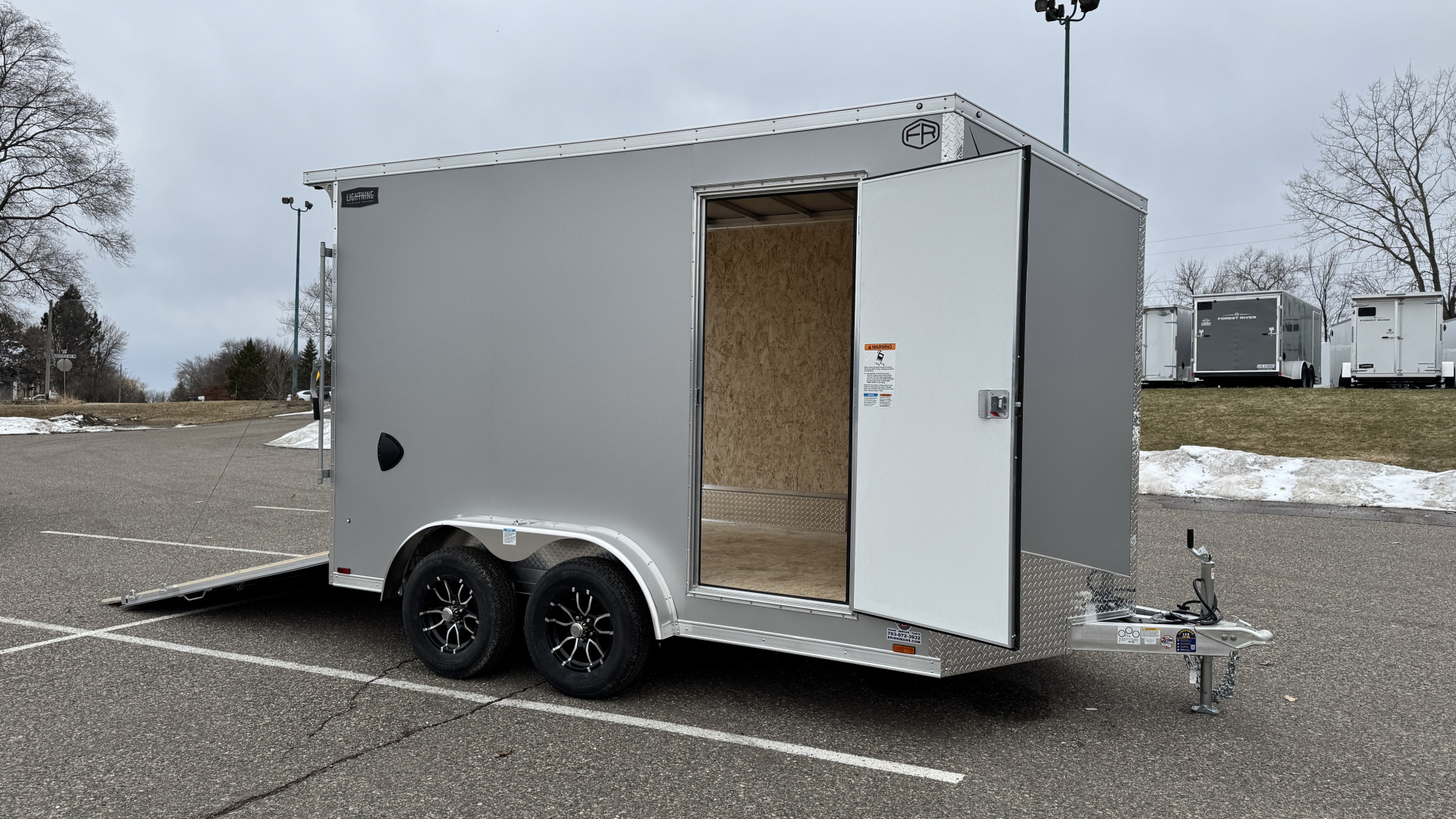 New Lightning 7.5x12 Aluminum Tandem Axle Enclosed Trailer - Rear Ramp!