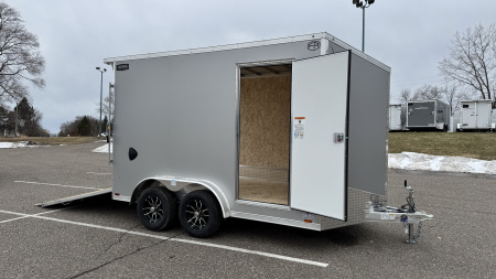 New Lightning 7.5x12 Aluminum Tandem Axle Enclosed Trailer - Rear Ramp!