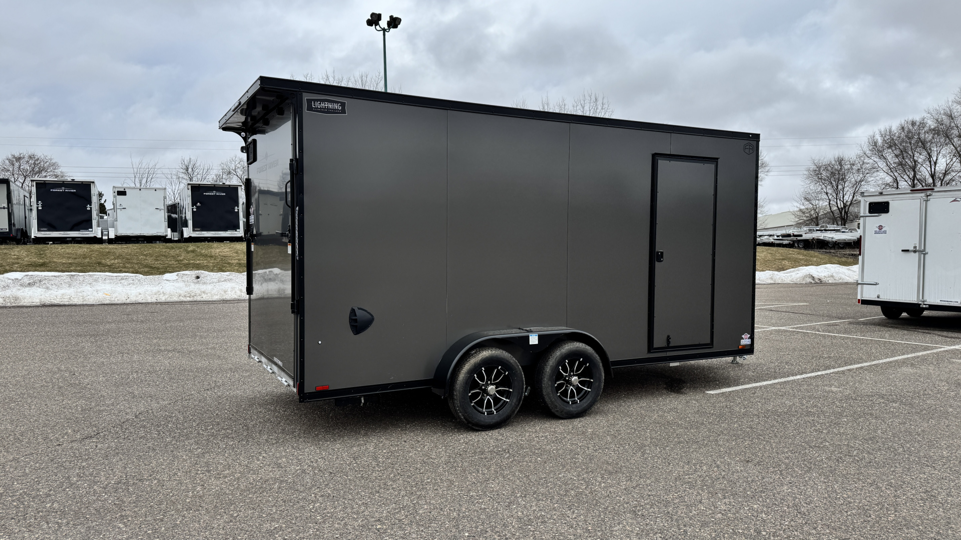New Lightning 7x16 Aluminum Enclosed Trailer - Ramp Door & Blackout Package!