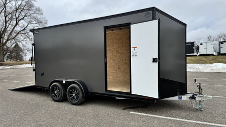 New Lightning 7x16 Aluminum Enclosed Trailer - Ramp Door & Blackout Package!