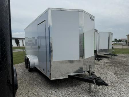 New 2026 Formula Traverse White 7'x16' 7k Flat Top V-Nose Enclosed Cargo Trailer