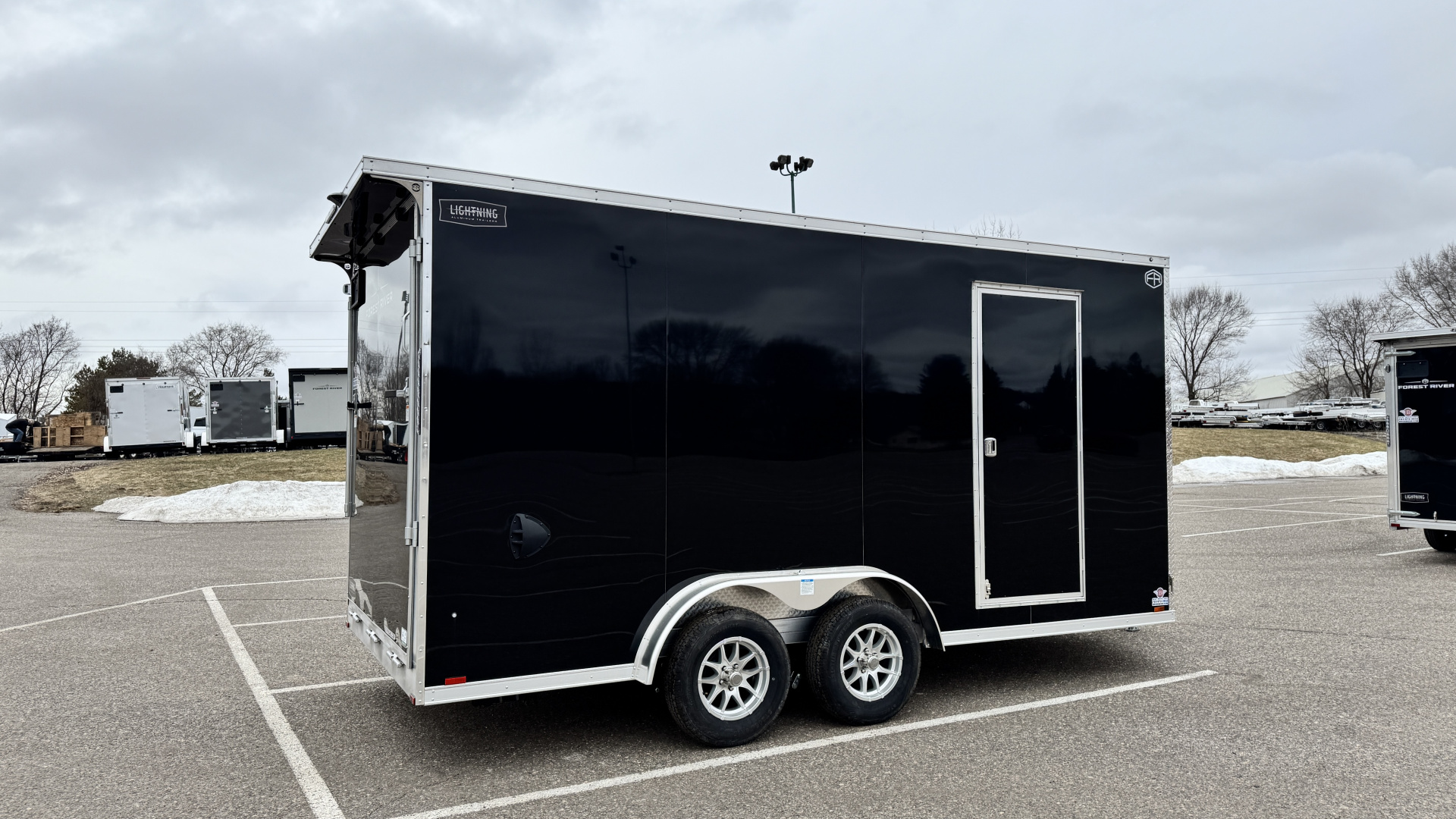 New Lightning 7.5x16 Aluminum Enclosed Trailer - Rear ramp door!